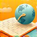 Icon representing a map and a pen.