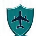 Icon representing a plane and a shield.